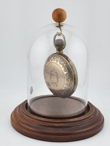 The Plan Gold Plated Swiss Pocket Watch by David Perret c.1890. W Glass Dome.