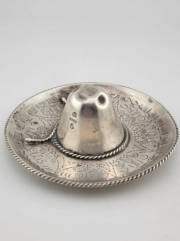 Vintage Mexico Souvenir Sterling Silver Sombrero 925 4” W MASONIC Symbol.