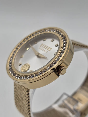 Versus Versace Carnaby Street Crystal Gold Mesh Women's 40mm Watch VSPCG3221