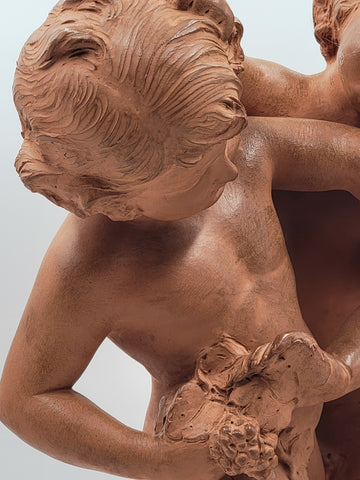 French Terracotta Group of Cherubs After Clodion Bacchanal (1738–1814). 19 Inch.
