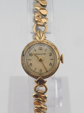 Antique 1940's Small Bulova 10k Gold Filled Ladies Swiss Wrist Watch. Working.