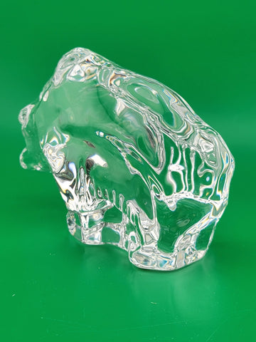 Vintage Orrefors Crystal Grizzly Bear Sculpture Paperweight Signed Swedish Mint