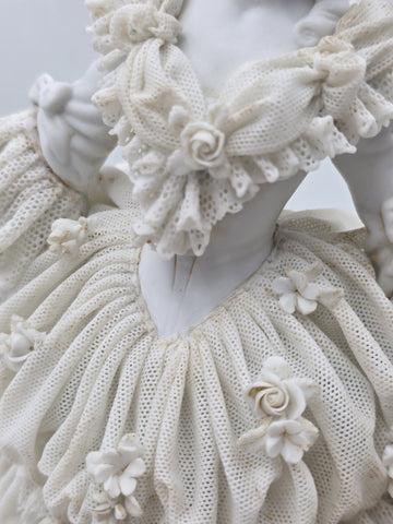 Large Jacqueline Porcelain Lace Figurine Victorian Lady Dresden Style Lace Dress