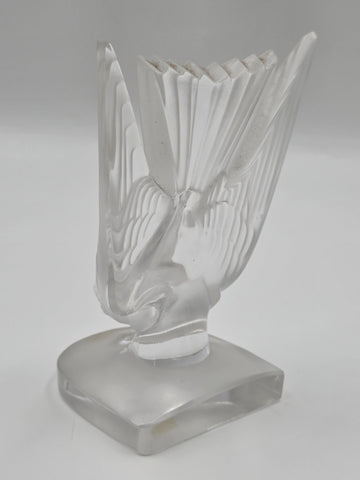 Vintage Lalique Crystal Deaux Hirondelles Swallows Paperweight Bookend Signed