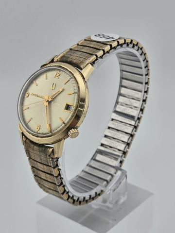 Vintage 1969 Bulova Accutron M9 14KT Gold Filled Tuning Fork Date Watch. Works.
