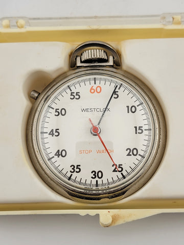 Vintage Westclox Stop Watch Model 10887 W Original Box. Working.