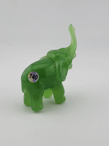 Vintage Original Green Jade Miniature Elephant Figurine. Missing One Tusk.