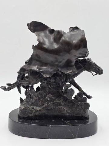 Vintage Frederic Remington Bronze Statue "The Horse Theif" Licenced Reproduction