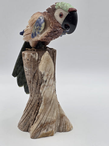 Vintage Hand Carved Macaw Bird Sculpture Rock Agate Crystal Stone Mineral Stone