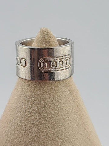 Vtg 1997 Tiffany & Co. 1837 Concave Wide Band Ring Sterling Silver 925  size 6.