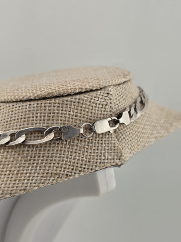 Vintage MO MEX 925 Sterling Silver Figaro Link Chain Necklace 24.5g Italy