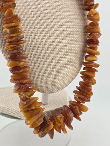 Vintage Genuine Baltic Cognac Amber Chunky Bead Necklace Long 26" Graduated.