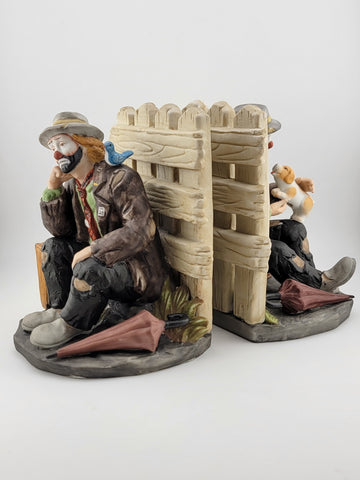 Vintage The Emmett Kelly JR Signature Collection Figurine Bookends Flambro