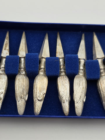 Towle Italy Figural Corn Cob Holders Set 24 Silverplate Original Box
