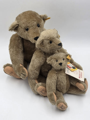Rare Set Of 3 1982 Steiff Museum Teddy Bear Hand Signed Mohair Giengen Brenz
