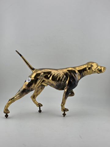 Rare Antique Victorian 19th C Brass Pointer Dog Clock Topper For Mantel Clocks.