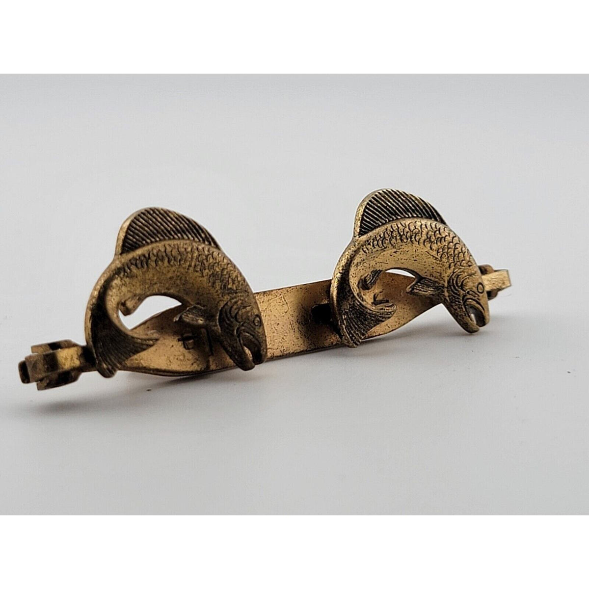 Vintage Brass Anson Double Fish Brass Chest Pin
