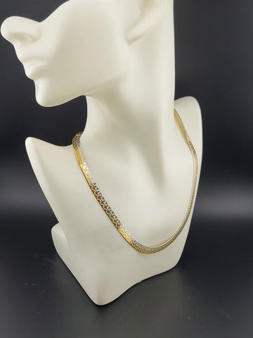 HAN Gold Vermeil over Sterling 925 Silver Italy 30 Inch Necklace. Double Sided.