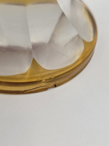 Rare Antique C1920's Bohemian Amber Cut to Clear Lidded Goblet Stag Forest Scene