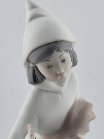 Lladro Shepherdess Girl with Rooster Hand Made In Spain Porcelain Figurine 8"