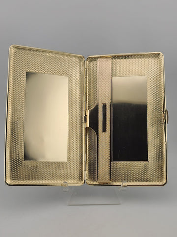 Vintage Large Alfred Dunhill London Leather Cigarette Case Gold Tone Interior.