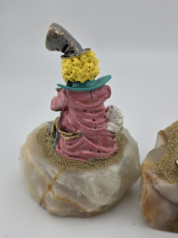 Vintage Set Of 3 Small Ron Lee 24k Gold Plated Clown Figurines 1980's Signed.