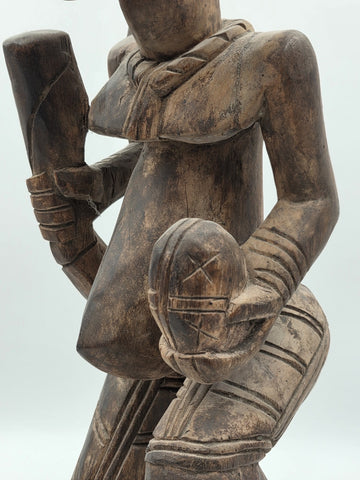 Rare Antique XL 26 In Yoruba African Wood Pregnant Lady Tribal Sculpture Nigeria