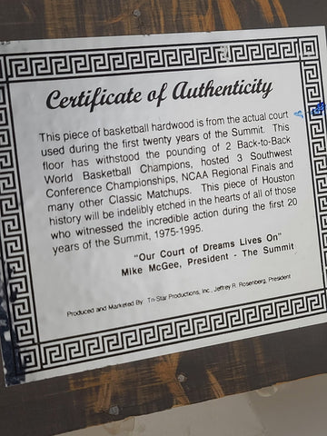 100% Original Hakeem Olajuwon Signed Houston Rockets Court Floor Board w/ COA