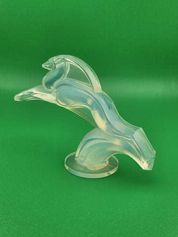 1930s Sabino France Signed Opalescent Leaping Gazelle Art Deco Glass Figurine