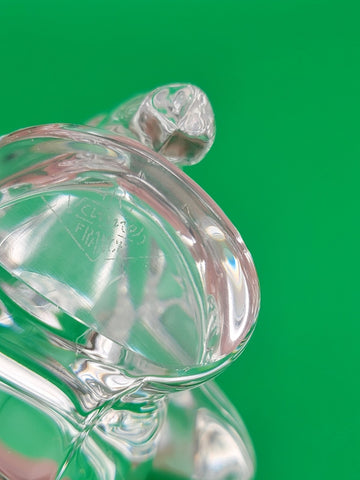 Vtg 1950s Art Vannes France Clear Crystal Elephant Pipe Holder-Marked on Base