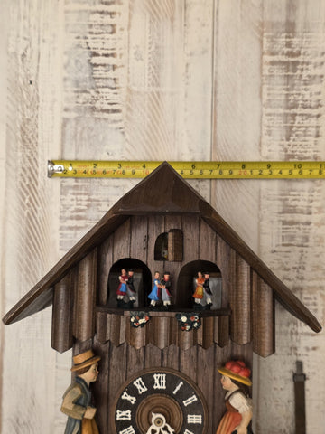 Vtg German Cuckoo Clock Regula 25 Thorens Edelweiss Music Dancing Figures. Read.