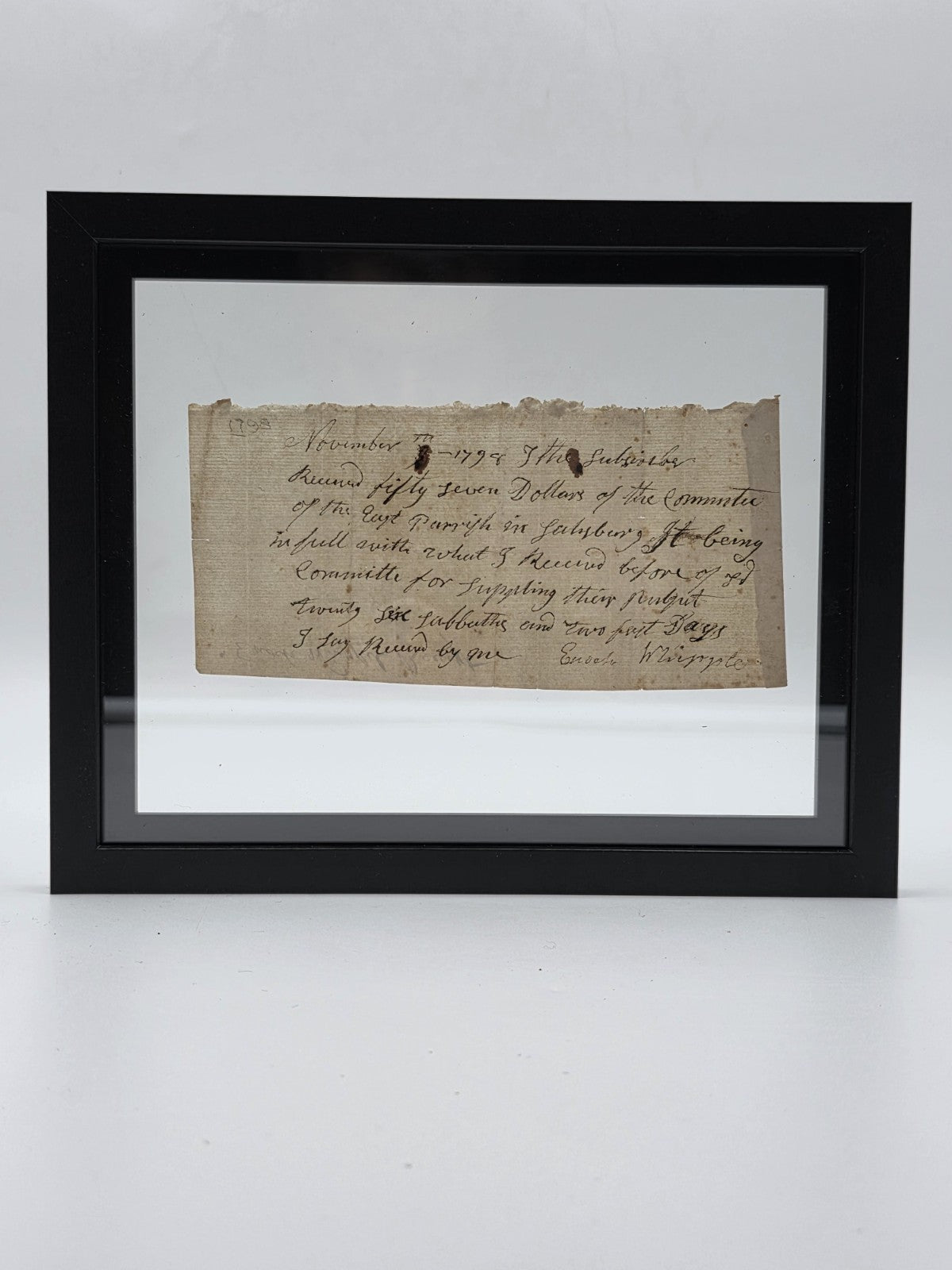 Ultra Rare 1798 Enoch Whipple Signed Church Receipt Salisbury MA Pulpit Payment