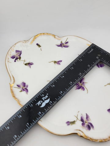 Vintage A. Klingenberg & C. Dwenger Coiffe ~Violet Limoges Serving Tray ca 1900