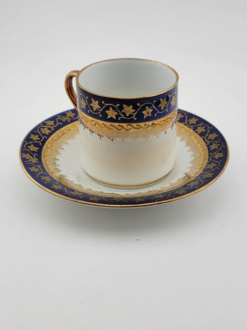 A J Co Czech Cobalt, Blue & Gold Demitasse  Hand Painted. Gold Plated. VG Cond.