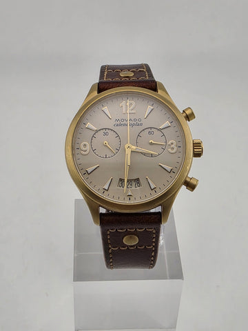 Original Movado Heritage Series Calendoplan Chronograph Watch 03.3.34.6035 Works