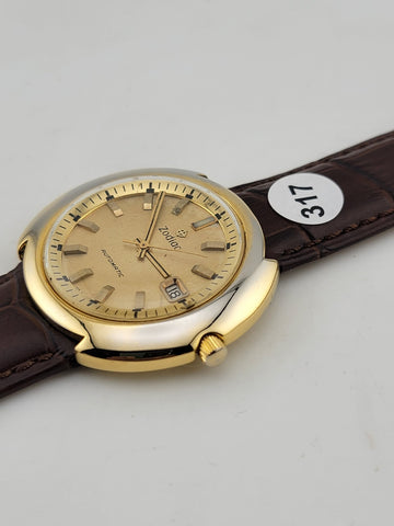 Rare Vintage 1970’s Mechanical Gold Tone Zodiac UFO Date Watch. Working Cond.
