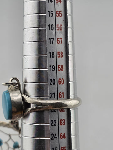 Vintage RB 925 Sterling Silver Turquoise Hand Chain Slave Bracelet Southwestern