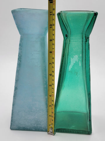 2 Cool Vidrios San Miguel Handmade Spain Recycled Glass Sea Green Textured Vases