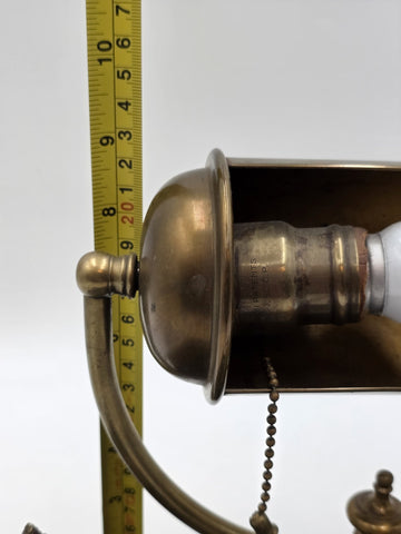 1920 Art Deco Brass Barrel Desk Lamp on Portoro Marble Base Dual Brass Inkwells