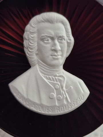 Vintage 1976 Baccarat Glass Sulphide Paperweight JEAN-JACQUES ROUSSEAU. Signed.