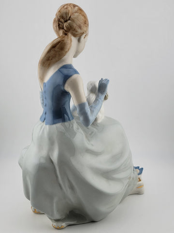 Vintage Collectible Royal Dux Seated Lady W Dog Porcelain Figurine Bohemia 10"