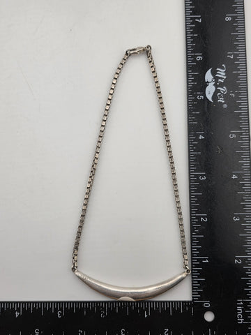 RLM STUDIO 925 Silver  Vintage Curve Pendant Box Link Chain Necklace  NE3355
