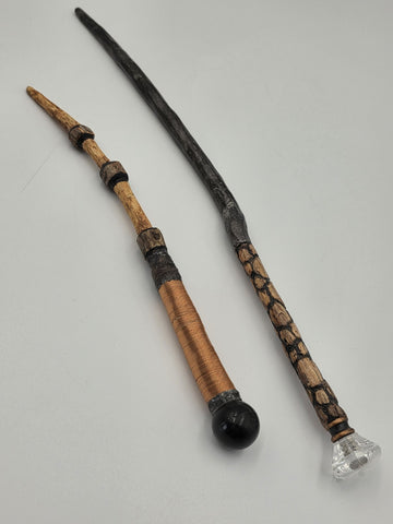 Set Of 2 Rare One Of A Kind Handmade Wooden Magic Wand Fantasy Staff Cosplay.