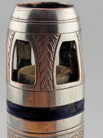 Rare One Of A Kind Antique Silver Metal & Enamel German Marine Oil Lamp.