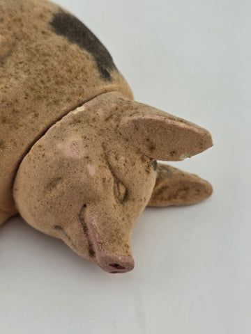 Antique C1890 Pink German Paper Mache Folk Art Composition Pig Candy Container