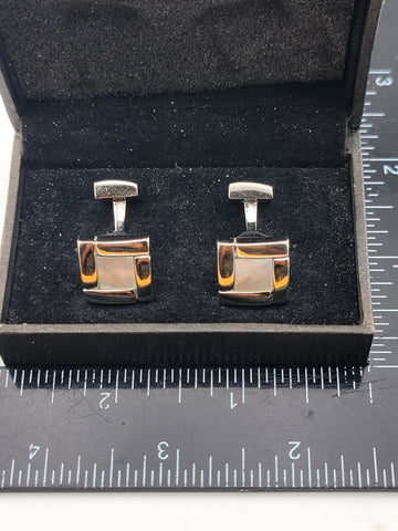 Rare Vintage Hugo Boss - Silver-Tone Mother-of-Pearl Cufflinks - Original Box.