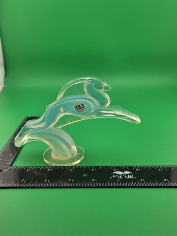1930s Sabino France Signed Opalescent Leaping Gazelle Art Deco Glass Figurine