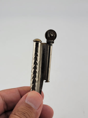 Antique Trench Art French Pocket Cigarette Lighter, C 1915 Silverplated. Working