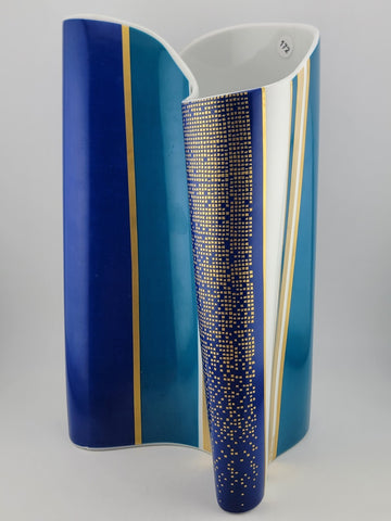 Vintage Large Barbara Brenner Porcelain Vase  Blue Spirit for Rosenthal. 10 Inch