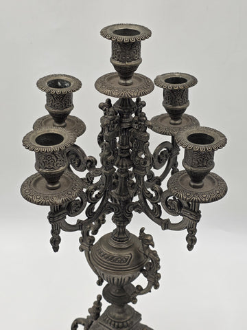 VINTAGE 5 ARM ITILIAN BAROQUE ROCOCO BRASS CANDELABRA HOLDER GRIFFIN LION EAGLE